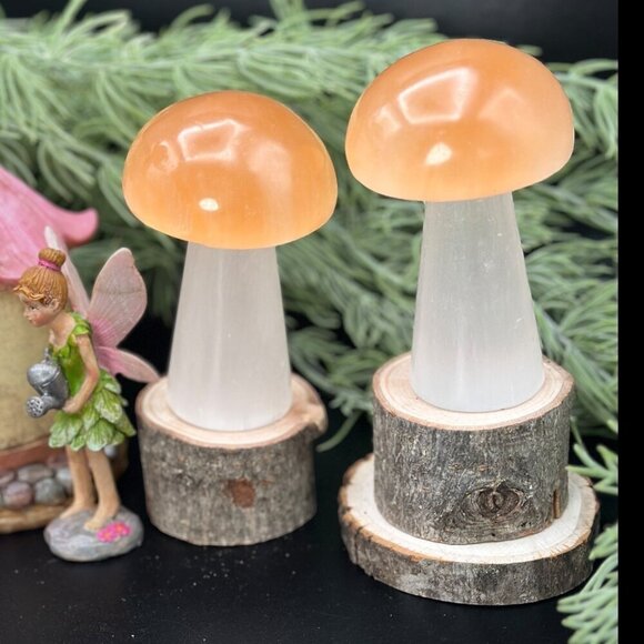 Selenite Crystal Mushroom Light Handcrafted Lamp Healing Glow Organic Home Décor - Picture 11 of 16